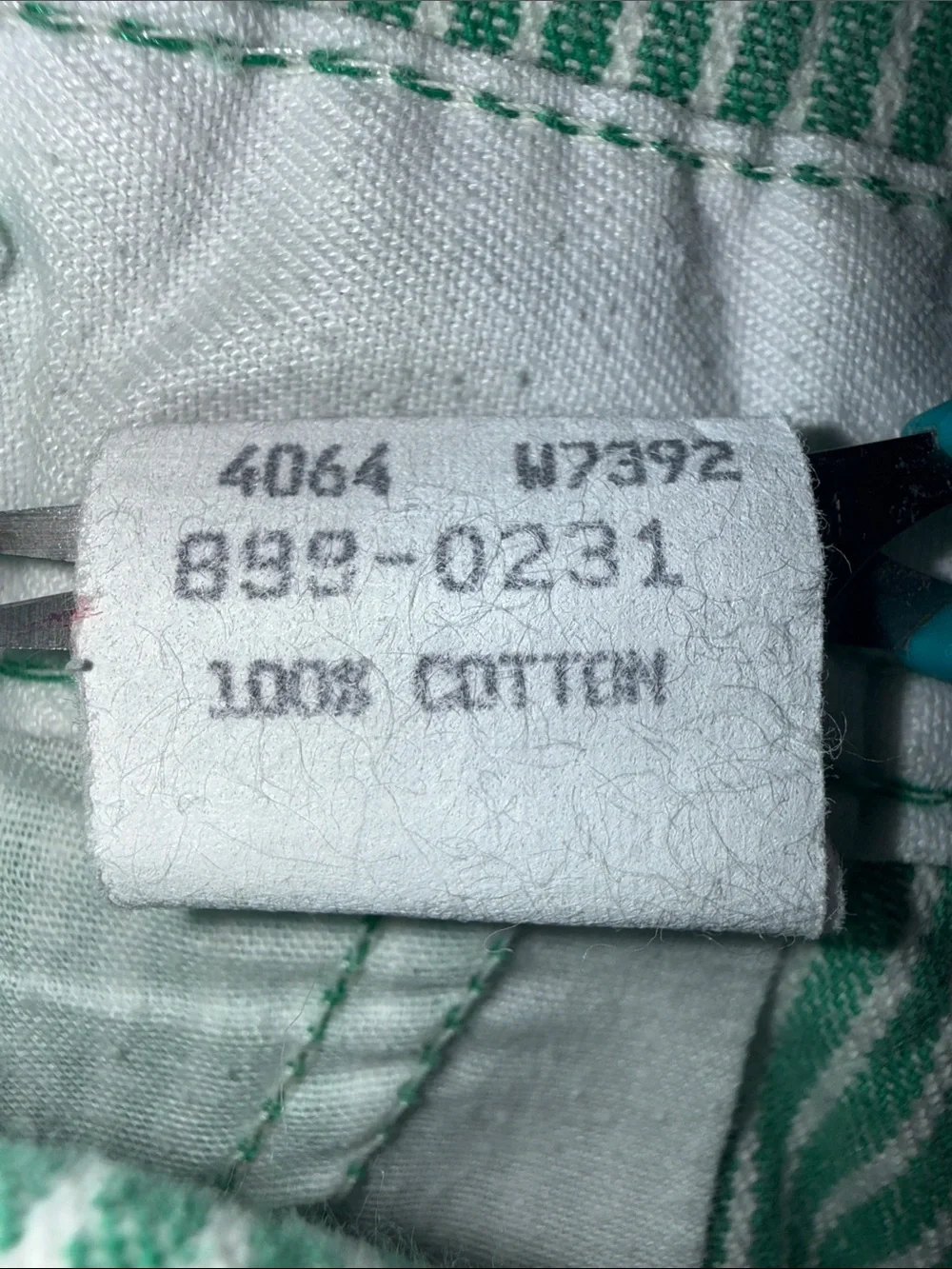 Vintage OshKosh B'Gosh Green & White Striped Overalls (Size 2T)
